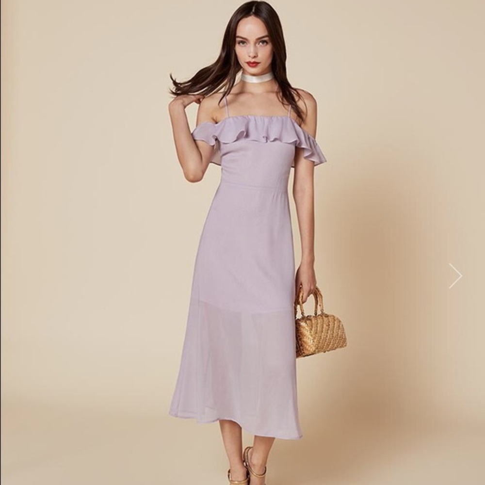 Reformation Hydrangea dress in lavender